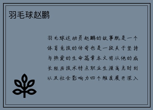 羽毛球赵鹏