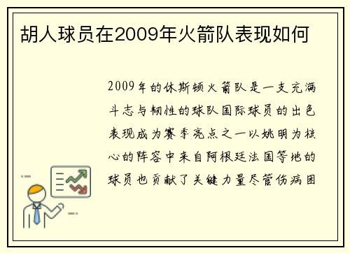 胡人球员在2009年火箭队表现如何